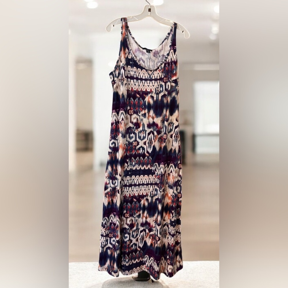 Chaps Multicolor Abstract Sleeveless Maxi Dress/XL